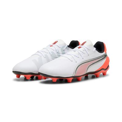 PUMA King Match Gras / Kunstgras Voetbalschoenen (MG) Kids Wit Felrood Zwart