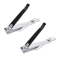 Benson Care Nagelknipper - 2x - met vijl - metaal - zilver - aan ketting - 8 cm - nagel verzorging