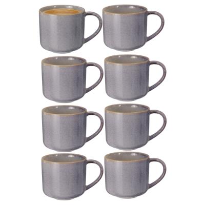 Excellent Houseware Koffiemok/theemok Rustic - set van 8x - blauw - 330 ml - mokken - keramiek Excellent Houseware Koffiemok/theemok Rustic - set van 8x - blauw - 330 ml - mokken - keramiek