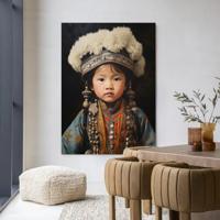 Urban Cotton Wandkleed 'Traditional Child 1' 145 x 190cm in Frame - black