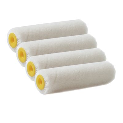 Set van 4x stuks muur vacht anti-spat verfrollers velours pluisvrij 2,5 x 10 cm
