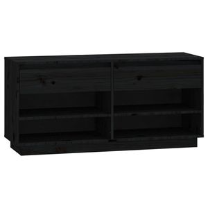 vidaXL Schoenenkast 110x34x52 cm massief grenenhout zwart