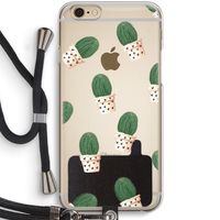 Cactusprint roze: iPhone 6 / 6S Transparant Hoesje met koord