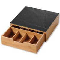 Koffie cups/capsules houder/theezakjes lade - bamboe hout - 30 x 31 x 10 cm - koffie en theedoos