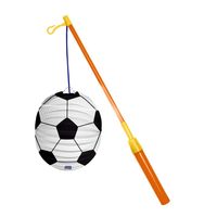 Lampionstokje 39 cm - met voetbal lampion - wit/zwart - D22 cm - thumbnail