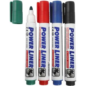 Whiteboard markers/stiften Power Liners - in 4 kleuren - punt van 4 mm   -