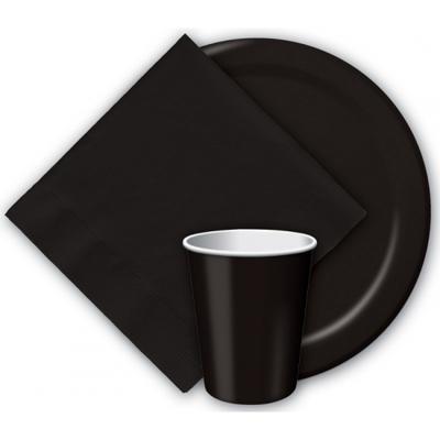 Feest bekertjes karton - zwart - 8x stuks - 256 ml - Wegwerpbekertjes