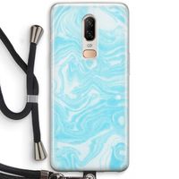 Waterverf blauw: OnePlus 6 Transparant Hoesje met koord