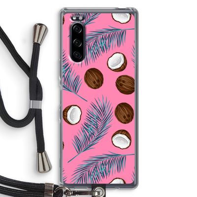 Kokosnoot roze: Sony Xperia 5 Transparant Hoesje met koord
