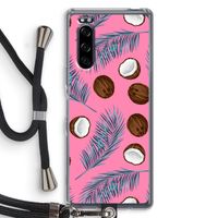 Kokosnoot roze: Sony Xperia 5 Transparant Hoesje met koord