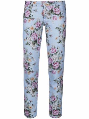 DSQUARED2 pantalon skinny à fleurs - Bleu