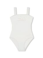 Chloé Kids maillot de bain métallisé à logo imprimé - Blanc