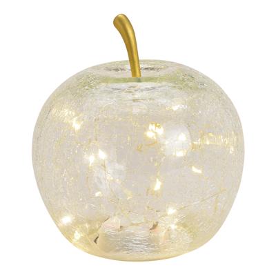 Appel van transparant glas met 20 LED's en timer (B/H/D) 16x17x16 cm