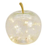 Appel van transparant glas met 20 LED's en timer (B/H/D) 16x17x16 cm