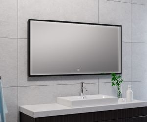 Mueller Square LED spiegel 120x60cm mat zwart met spiegelverwarming