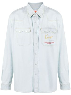 Kenzo chemise Cowboy en jean à logo brodé - Bleu