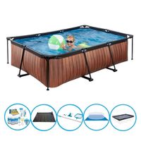 EXIT Zwembad Timber Style - Frame Pool 220x150x60 cm - Inclusief accessoires