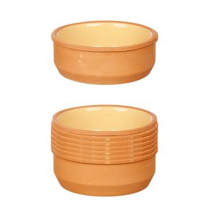 Set 12x tapas/creme brulee serveer schaaltjes terracotta/geel 12x4 cm - Snack en tapasschalen