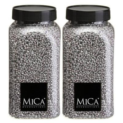 Mica Decorations decoratie stenen/granulaat - 2x - 650ml - zilver - hobby steentjes