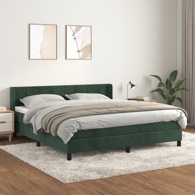 Boxspring met matras fluweel donkergroen 160x200 cm