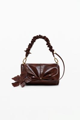 Kleine glanzende bloemen tas - BROWN - U