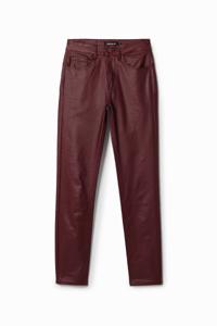 Slim fit leatherlook broek - RED - 44