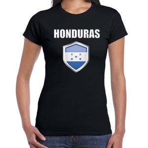 Honduras landen supporter t-shirt met Hondurese vlag schild zwart dames