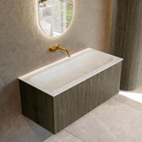Badmeubel Mondiaz Kurve-Dlux | 100 cm cm | Meubelkleur Shadow | Wastafelkleur Opalo | Solid surface | Wasbak midden spoelbak | Zonder kraangat(en)