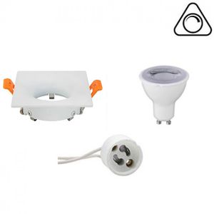 LED Spot Set - GU10 Fitting - Dimbaar - Inbouw Vierkant - Mat Wit - 6W - Helder/Koud Wit 6400K - 85mm