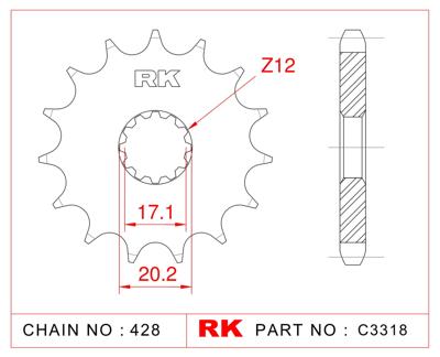 RK Sprocket 428 12z standard