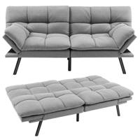 Ombouwbare Futon Slaapbank van Traagschuim met Verstelbare Rug- en Armleuningen Moderne Futonslaapbank voor Compacte Woonruimtes