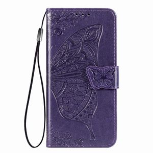 Xiaomi Redmi Note 11S hoesje - Bookcase - Pasjeshouder - Portemonnee - Vlinderpatroon - Kunstleer - Donkerpaars