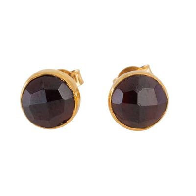 Geboortesteen Oorstekers Januari Luxe Facet Granaat - 925 Zilver