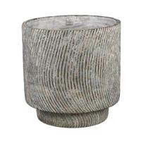Nigel Grijze cement ronde pot lijnen patroon groot L