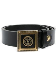 Versace Jeans Couture ceinture en cuir à plaque logo - Noir