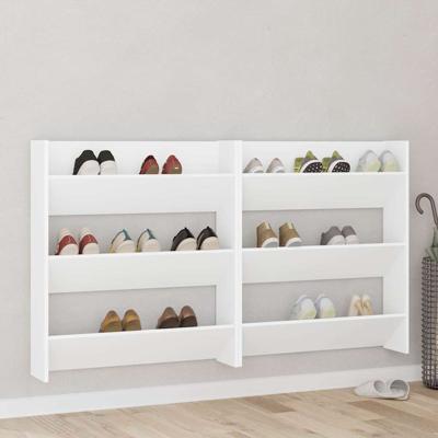 Wandschoenenkasten 2 st 80x18x90 cm spaanplaat wit