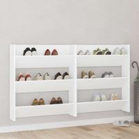 Wandschoenenkasten 2 st 80x18x90 cm spaanplaat wit