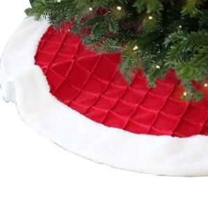 Unique Living kerstboomrok - rood/wit - D90 cm - polyester - kerstboomkleed