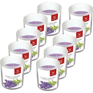 Trend Candles Geurkaars - 10x - in glas - Lavendel aroma - 25 branduren - 7 x 8 cm