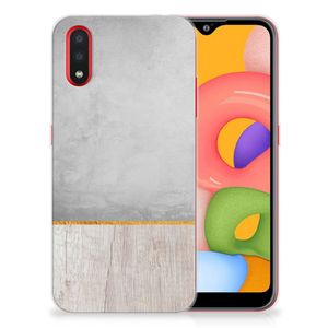 Samsung Galaxy A01 Bumper Hoesje Wood Concrete