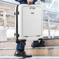 Uitbreidbare Reiskoffer Lichte PC-Hardshellkoffer 20 Inch Vliegtuiggeschikt Rolkoffer Wit