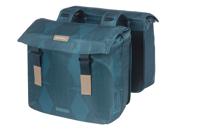 Basil Elegance dubbele fietstas, blauw, gerecycled PET, gevoerd, waterkerende sluiting, Universal Bridge, 40-49L - thumbnail