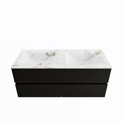 MONDIAZ VICA-DLUX 120cm badmeubel onderkast Urban 4 lades. Inbouw wastafel CLOUD dubbel zonder kraangat, kleur Frappe.
