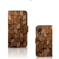 Book Style Case voor Samsung Galaxy Xcover 5 Wooden Cubes - thumbnail