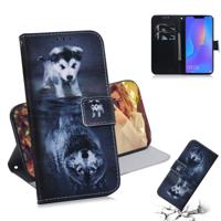 Wolf en hond patroon gekleurde tekening horizontale Flip lederen case voor Huawei P Smart + 2019/Nova 3i met houder & card slots & portemonnee