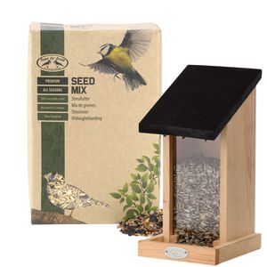 Vogels voederen muur silo van 30 cm met 2.5 kilo vogelvoer