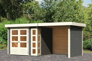 Woodfeeling | Tuinhuis Kerko 3 met Overkapping 2,4, Zij- en Achterwand | Terragrijs