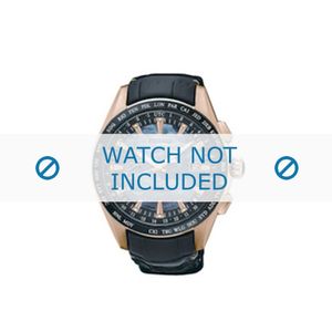 Horlogeband Seiko 8X22-0AE0 / SSE105J1 Leder Zwart 22mm