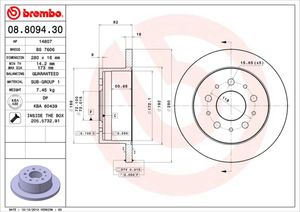 Remschijf BREMBO, Remschijftype: Massief, u.a. für Fiat, Peugeot, Citroën