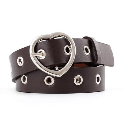 STUKS smalle dunne lederen zilveren metalen hart gesp riemen voor vrouwen riem lengte: 105cm (koffie)
